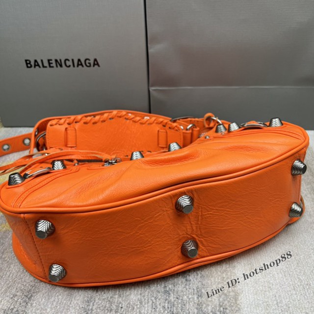 Balenciaga專櫃爆款Le Cagole半月牙腋下包餃子包 巴黎世家經典大號爆裂黑鱷金機車包 fyj1070